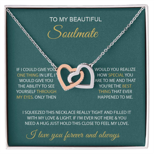 To My Beautiful Soulmate | Interlocking Hearts necklace