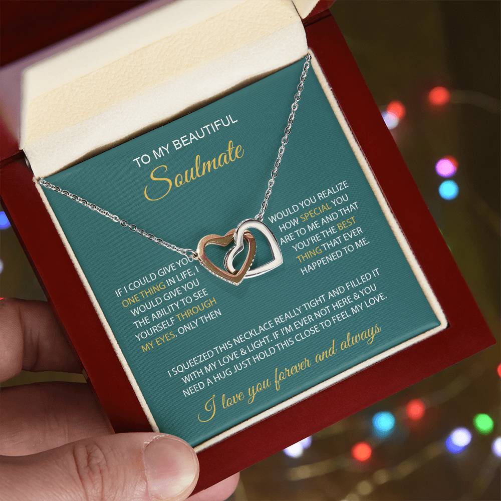 To My Beautiful Soulmate | Interlocking Hearts necklace